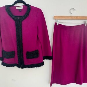 St. John Collection Fuchsia and Black Skirt Set
